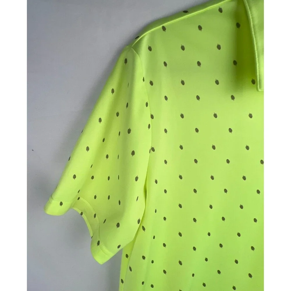 ADIDAS Performance Polo Shirt Mens M Pinecone Print Hi-Res Yellow Gray UPF 50